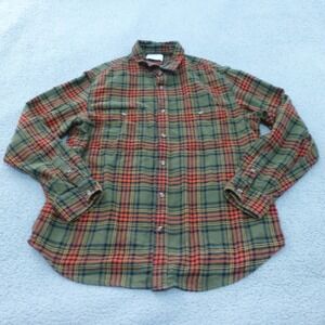 Old Navy Shirt Mens XL Button Up Double Brushed Plaid Flannel Green Long Sleeve